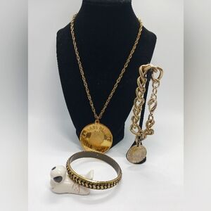 MONEY Coin Themed Necklace and Bracelet Set, Italian Coin, 20+ Yrs